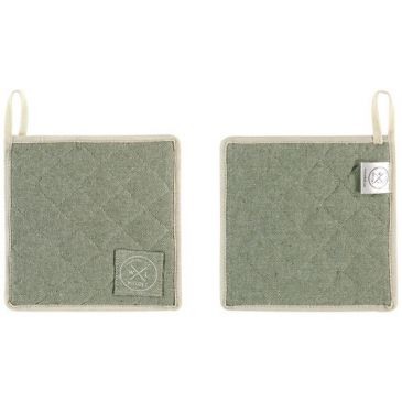 Lot 2 maniques 20 x 20 cm Pistache - Coton recyclé
