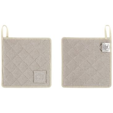 Lot 2 maniques 20 x 20 cm Sable - Coton recyclé