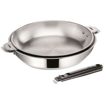 Lot 2 poêles 24 et 28 cm inox + poignée - Salvaspazio+