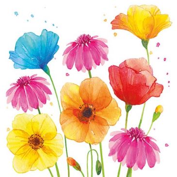 Lot 20 serviettes en papier 33 x 33 cm - Fleurs d'Été
