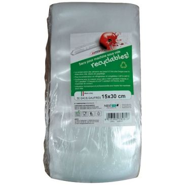 Lot 50 sacs sous vide recyclables 15 x 30 cm