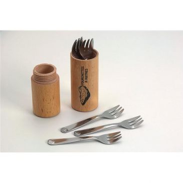 Lot de 6 fourchettes à huitre avec fourreau