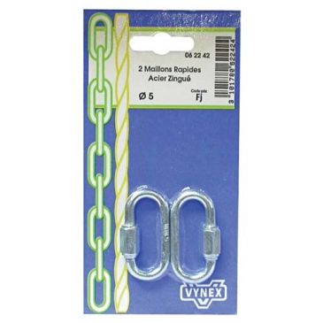 Maillon rapide - à vis - D4  mm - acier zingué - lot de 2