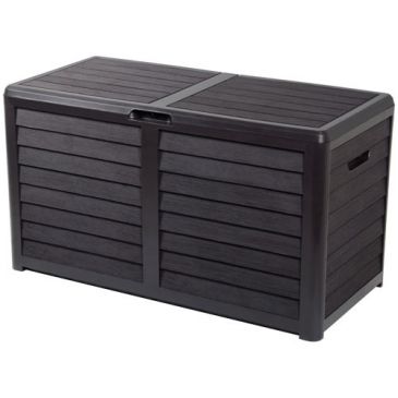 Malle jardin baya 420 l décor bois gris anthracite