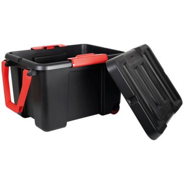 Malle Stock'R 120l noir avec couvercle 76.7x56x48cm