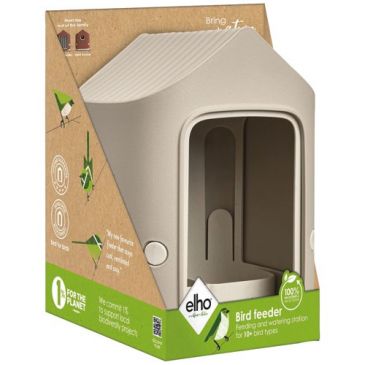 Mangeoire Cosy pour oiseaux 18 cm beige champignon