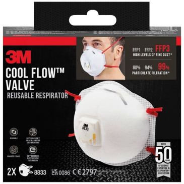 Masque anti-poussière - FFP3 - avec valve respiratoire réutilisable - lot d