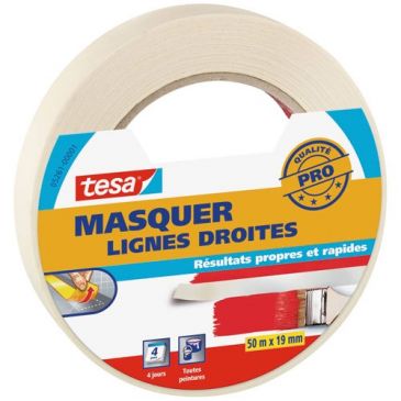Masquer lignes droites 50m x 19mm sans trace 4 jours