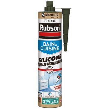 Mastic silicone 280 ml bain et Cuisine blanc
