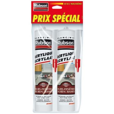 Mastic murs et fenêtres - 280 mL - blanc - Lot de 2