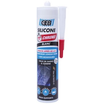 Mastic silicone - 60mn chrono - 280 mL - blanc