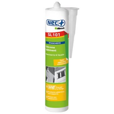 Mastic silicone - bâtiment - 310 mL - transparent