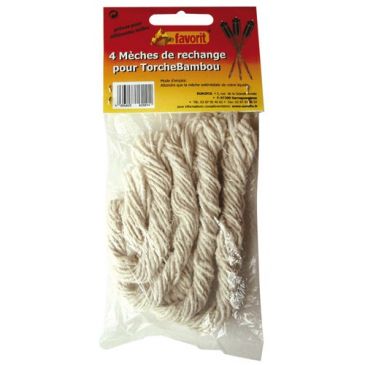Meches rechanges torche bambou x 4