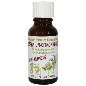 Mélange d'huiles essentielles anti insectes géranium citronelle 20 ml