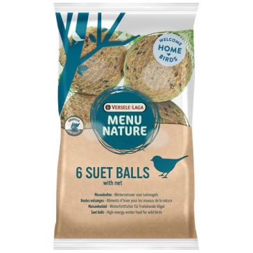 Menu oiseaux du ciel nature boule de graisse 90 g x 6 avec filet