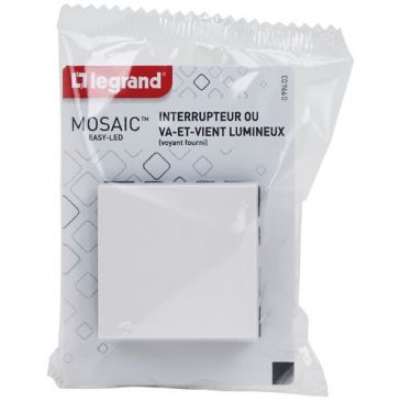 Mosaic interrupteur va/vient lumineux 2 modules blanc compo