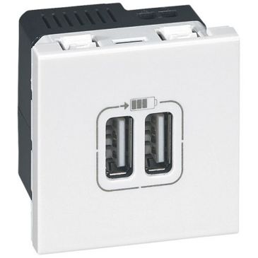 Mosaic prise USB double 1500ma blanc à composer en sachet