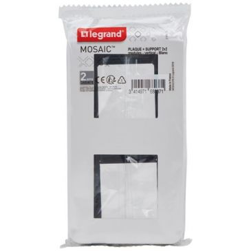 Plaque avec support pour 2 x 2 modules - Mosaic - montage vertical entraxe 