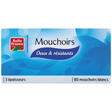 Mouchoir blanc extra doux et resistant x 90 BF boite