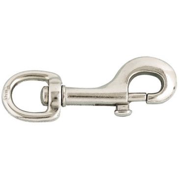 Porte-mousqueton pompe à touret - 110 mm - zamack nickelé 