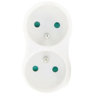Multiprise - 2x 2P+T - 16A - lot de 2 - blanc