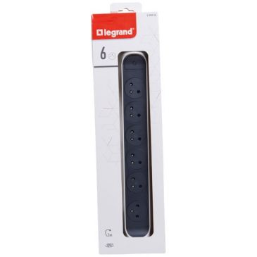 Multiprise 6 prises rotative à fixer 3 m blanc et gris