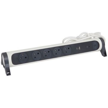 Multiprise FB 5x2P+T prenium parafoudre USB A+C 1.5m blc/no
