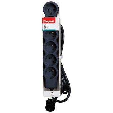 Multiprise fb 6x2pt standard 3m 1.5mm2 noir