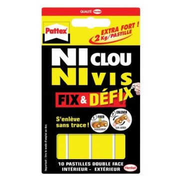 Ni clou ni vis fix et défix 10 pastilles