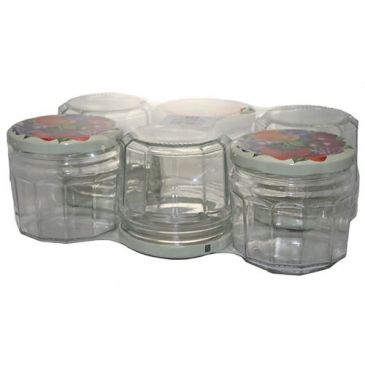 Pack 6 confituriers 340ml couvercle décor fruits