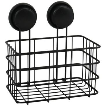 Etagère - panier de douche - à ventouse - noir mat