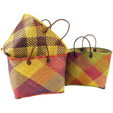 Panier en palmier avec 2 anses 
