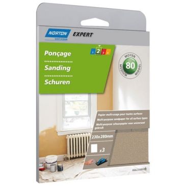 Feuille multi-usages - grain de 80 - spécial ponçage - usage courant - L : 