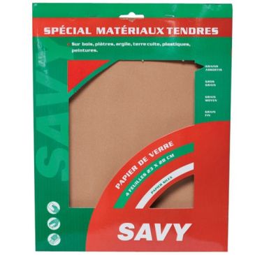 Papier de verre grain assortis 4 feuilles A