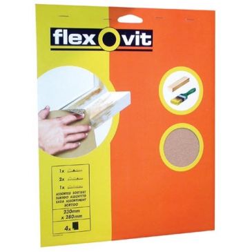 Papier de verre grain fin x4 sur carte Flexovit