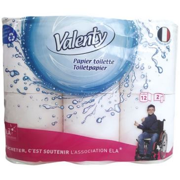 Papier WC 12 rouleaux rose ouate Valenty