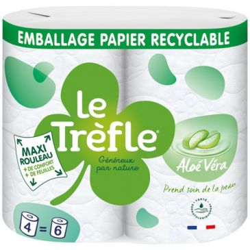 Papier wc 4 maxi rouleaux= 6rouleaux le trèfle