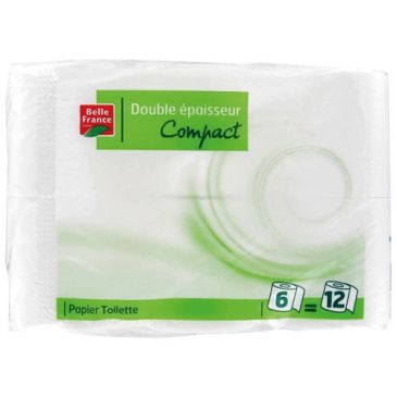 Papier WC 6 rouleaux blanc 2 plis compact Belle France