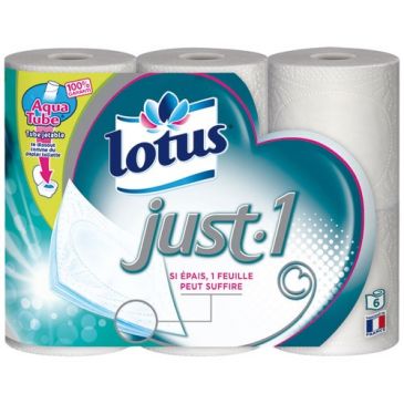 Papier wc 6 rouleaux blanc just 1 lotus