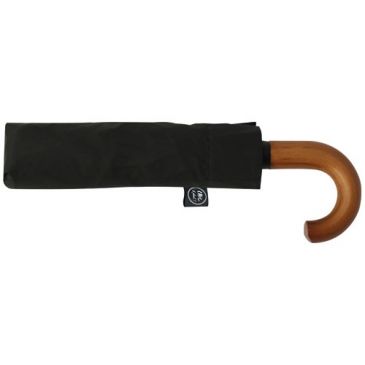 Parapluie mini auto noir poignée courbe bois