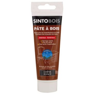 Pâte à bois Sintobois à l'eau pâte 80g chêne foncé