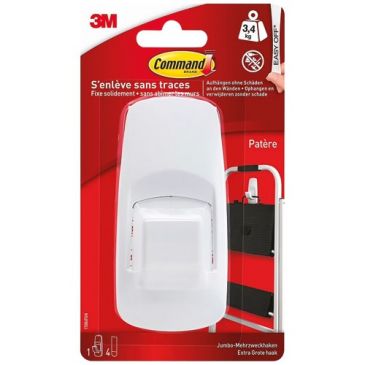 Patère adhésive - 1 tête - supporte 3.4 Kg - blanc - lot de 1