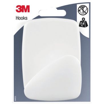 Patère adhésive - 1 tête - supporte 2.8 Kg - blanc - lot de 1
