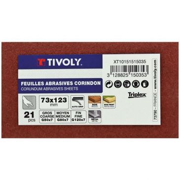 Patin cale 73x123mm grain assortis par 21 feuilles