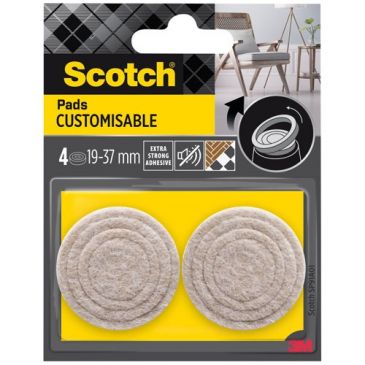 Patin feutre - Customiser - diamètre 19 à 37 mm - beige - lot de 4