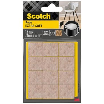 Patin glisseur - adhésif - feutre laine - extra soft - carré - 24 x 22 mm -