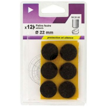 Patin feutre marron d.22mm blister de 12