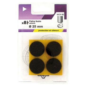 Patin feutre marron d.25mm blister de 8
