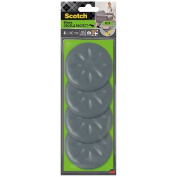 Patin glisseur - adhésif - rond à alvéoles - diamètre 80 mm - gris - lot de