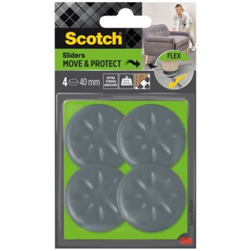 Patin glisseur - adhésif - rond à alvéoles - diamètre 40 mm - gris - lot de